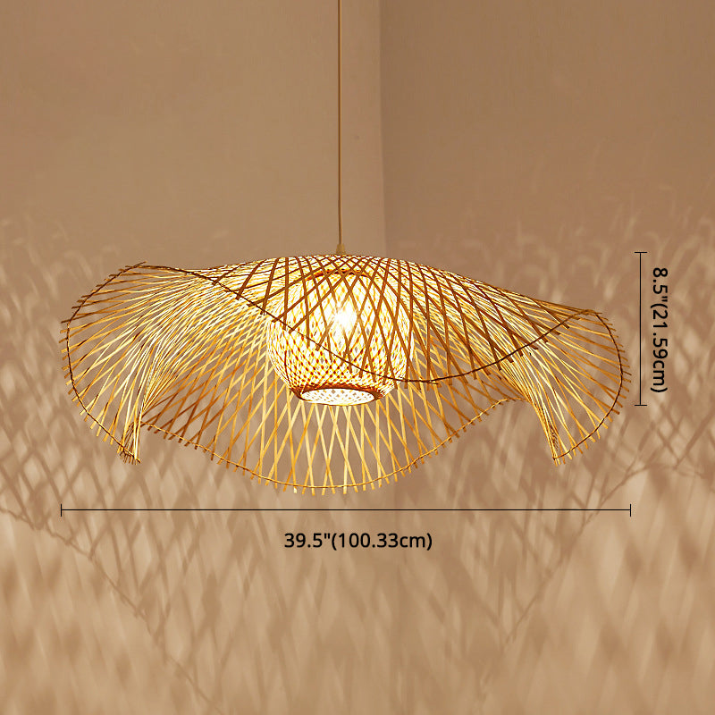 1 Light Swirl Hanging Ceiling Lights Chinese Bamboo Hanging Light Fixtures for Living Room