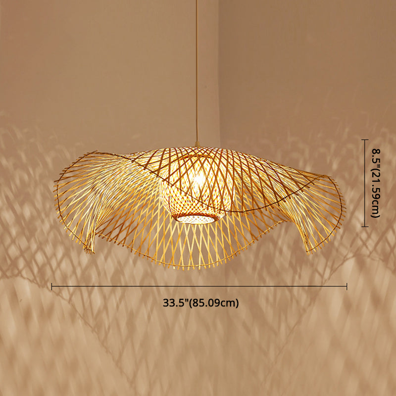 1 Light Swirl Hanging Ceiling Lights Chinese Bamboo Hanging Light Fixtures for Living Room