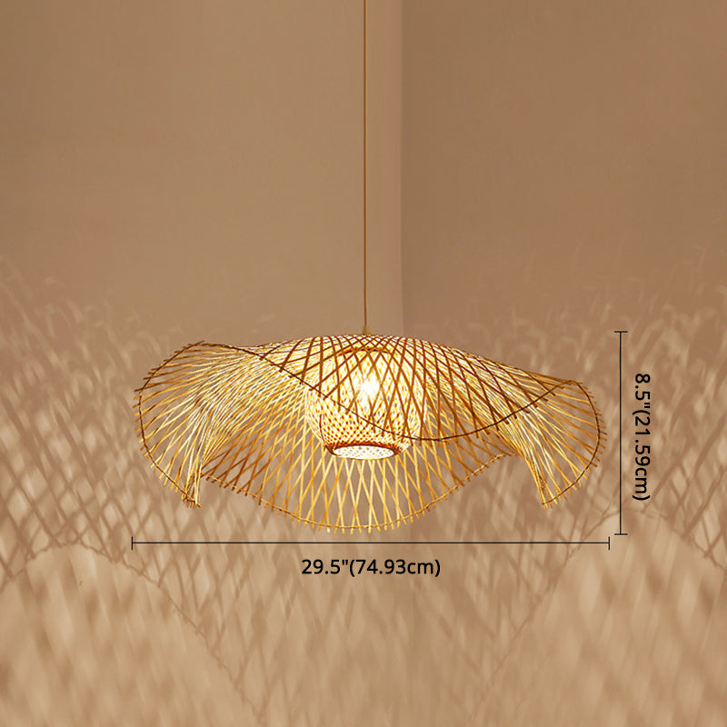 1 Light Swirl Hanging Ceiling Lights Chinese Bamboo Hanging Light Fixtures for Living Room