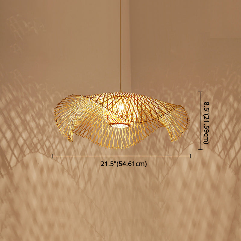 1 Light Swirl Hanging Ceiling Lights Chinese Bamboo Hanging Light Fixtures for Living Room