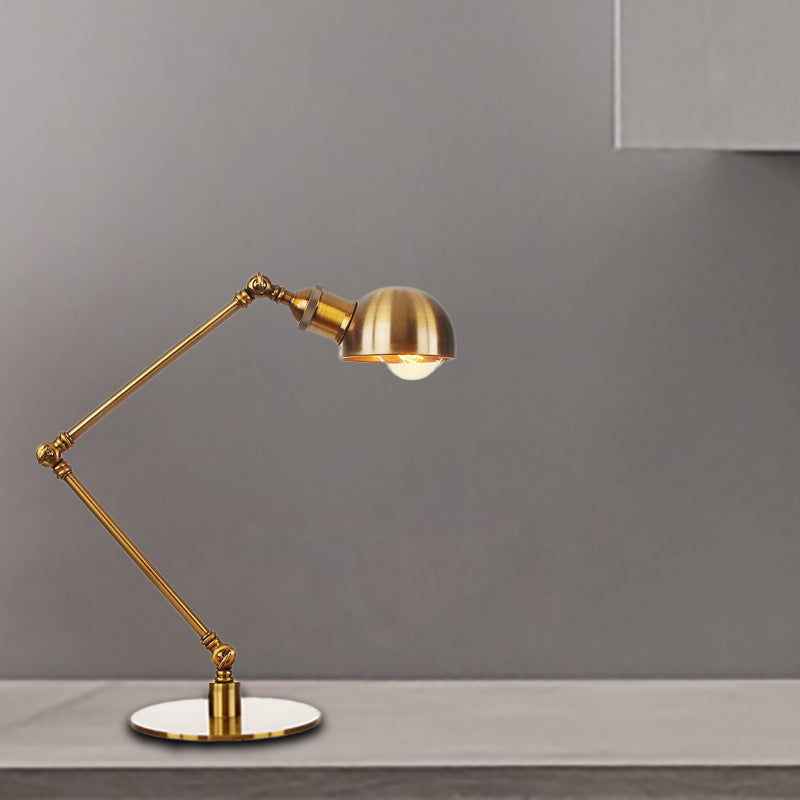 Golden Bowl Shade Table Lamp Industrial Stylish 4"/8.5" W 1 Light Metal Table Lighting with Adjustable Arm