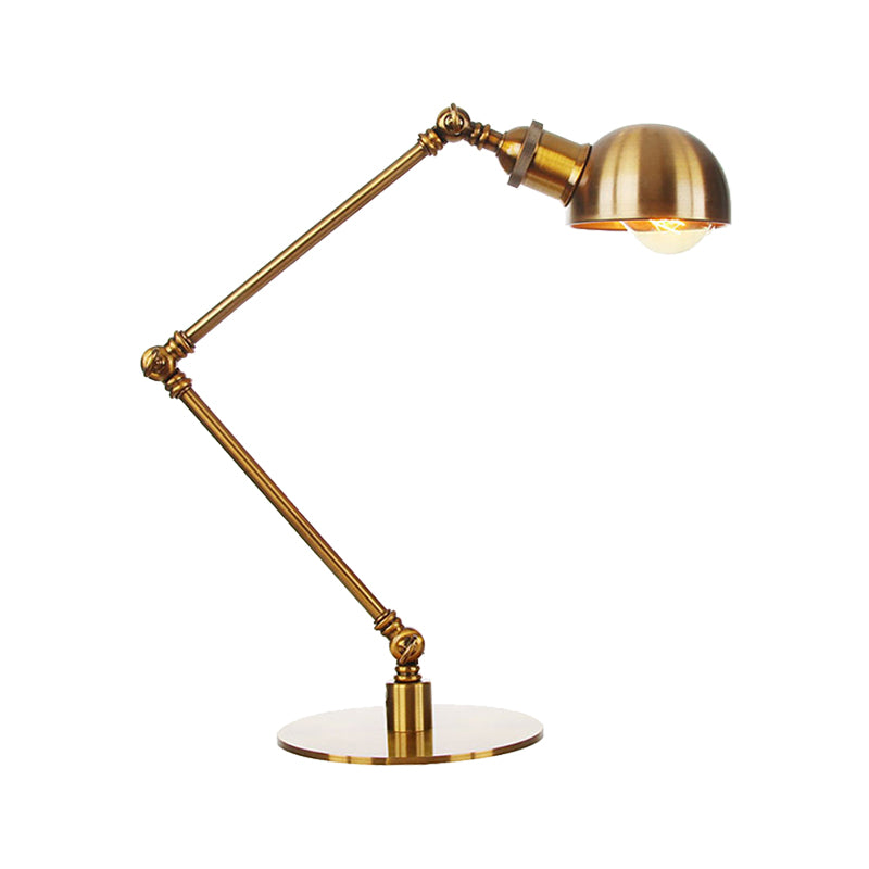 Golden Bowl Shade Table Lamp Industrial Stylish 4"/8.5" W 1 Light Metal Table Lighting with Adjustable Arm