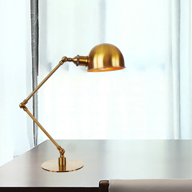 Golden Bowl Shade Table Lamp Industrial Stylish 4"/8.5" W 1 Light Metal Table Lighting with Adjustable Arm