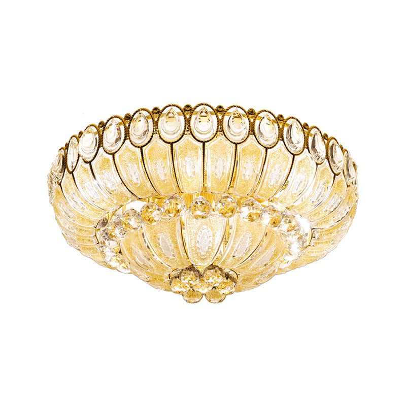 21.5/ 29.5 Inch Wide Bowl Flush Mount Lamp Crystal Modernist Flush Ceiling Licht in Gold