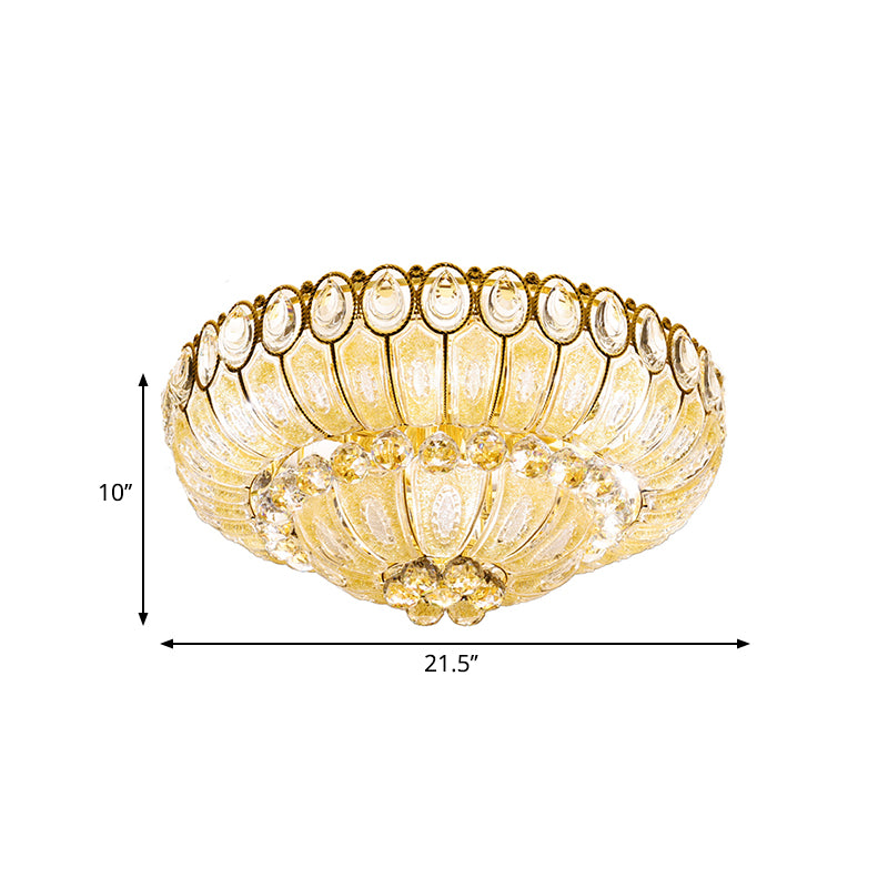 Lámpara de techo empotrada modernista de cristal con cuenco ancho de 21,5/29,5 pulgadas en dorado