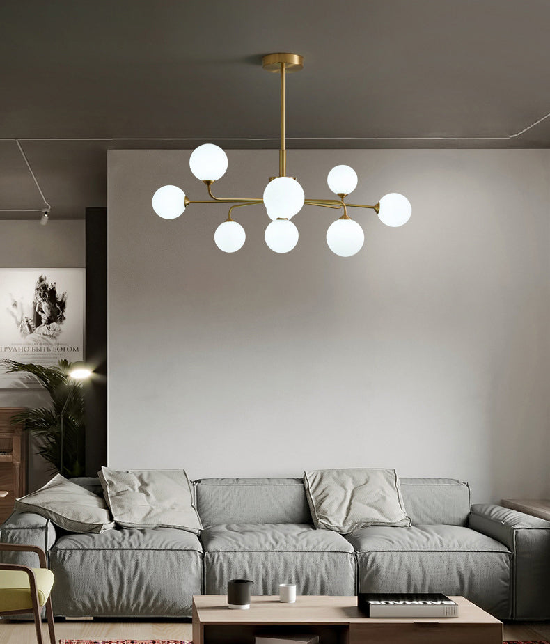 Simplicité moderne Spoutnik Pendant lustre Opal Verre Hanging Lightture pour le salon