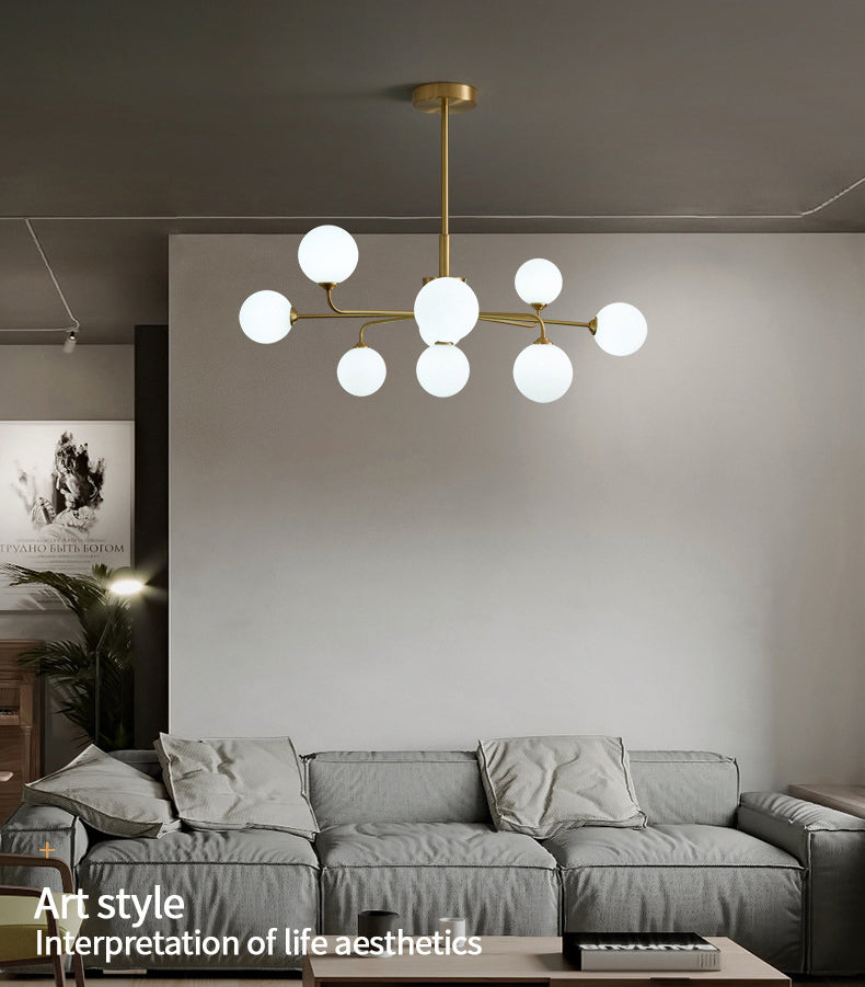 Simplicité moderne Spoutnik Pendant lustre Opal Verre Hanging Lightture pour le salon