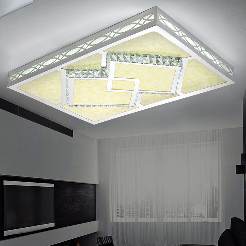 Lampada da incasso a LED rettangolare Lampada da soffitto contemporanea in acrilico bianco per soggiorno in 3 colori/luce calda/bianca