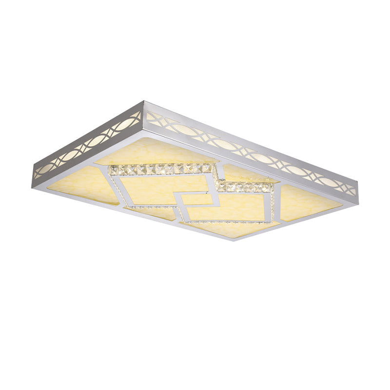 Lámpara LED rectangular empotrada, accesorio montado en el techo de acrílico blanco contemporáneo para sala de estar en 3 colores/luz cálida/blanca