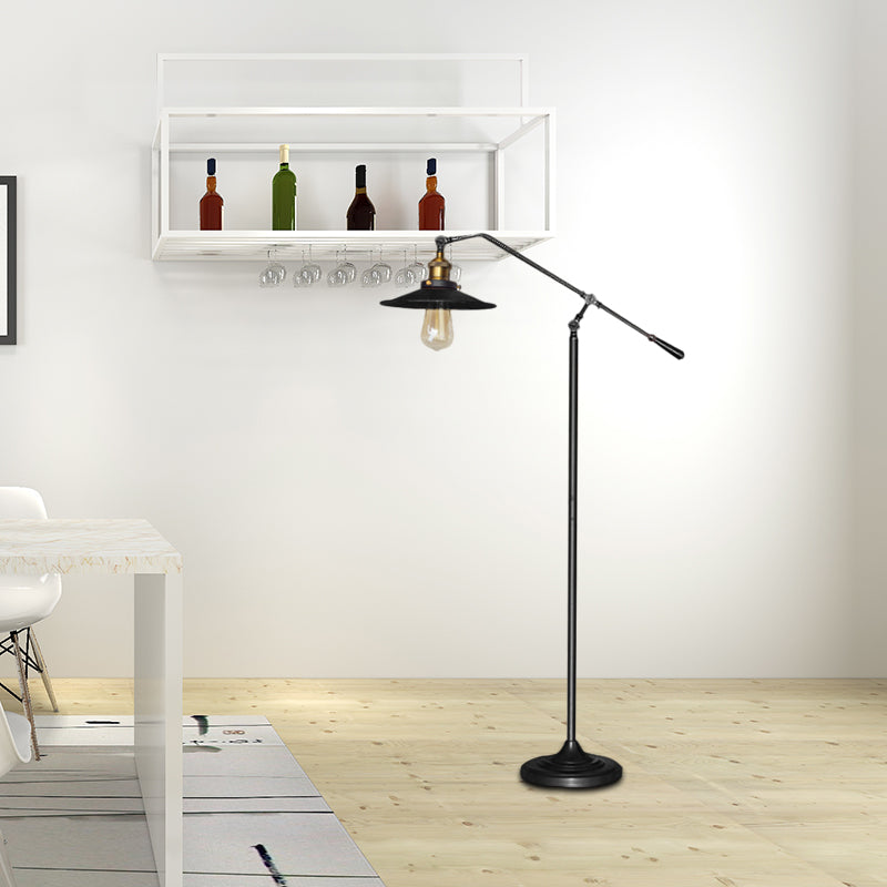 Uitlopende woonkamer vloer licht licht metaal 1 kop industriële stijl vloer staande lamp in zwart/brons, 10 "/12" breed