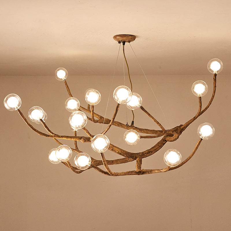 Contemporary Creative Branch Chandelier Pendant Light Clear Glass Ceiling Lights Fixture for Coffee Shop