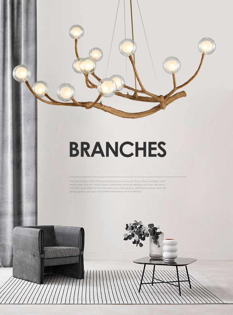 Contemporary Creative Branch Chandelier Pendant Light Clear Glass Ceiling Lights Fixture for Coffee Shop