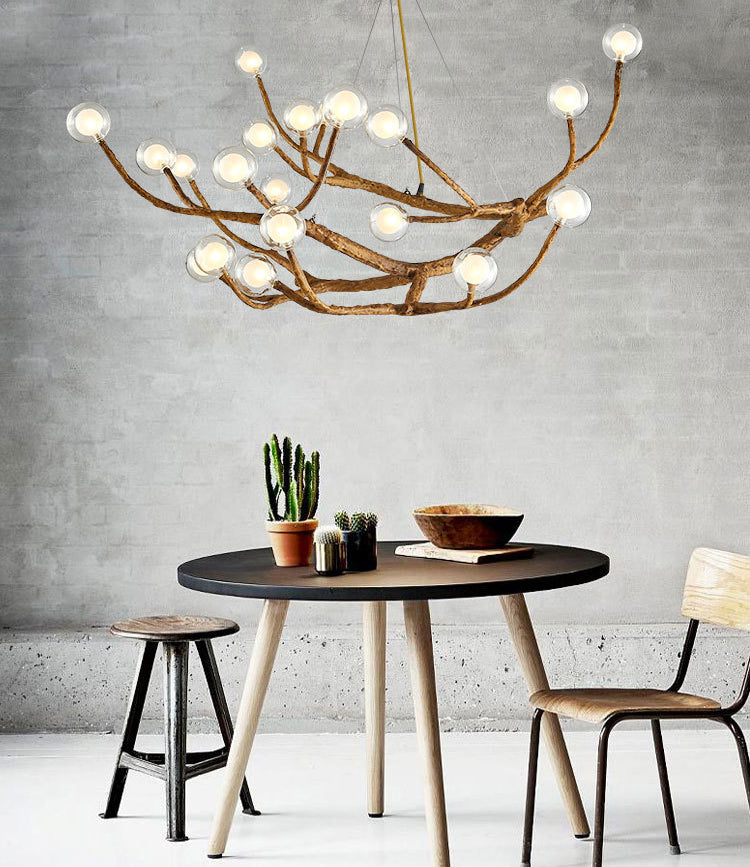 Contemporary Creative Branch Chandelier Pendant Light Clear Glass Ceiling Lights Fixture for Coffee Shop