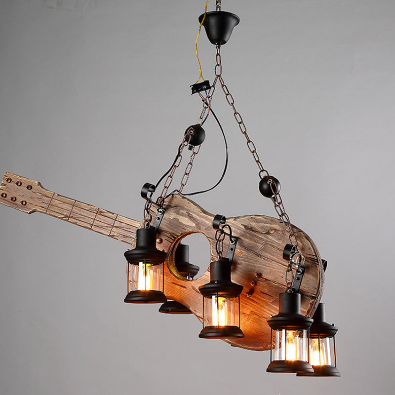 Retro Industrial Style Musical Instrument Chandelier Wood Pendant Ceiling Lights for Restaurant