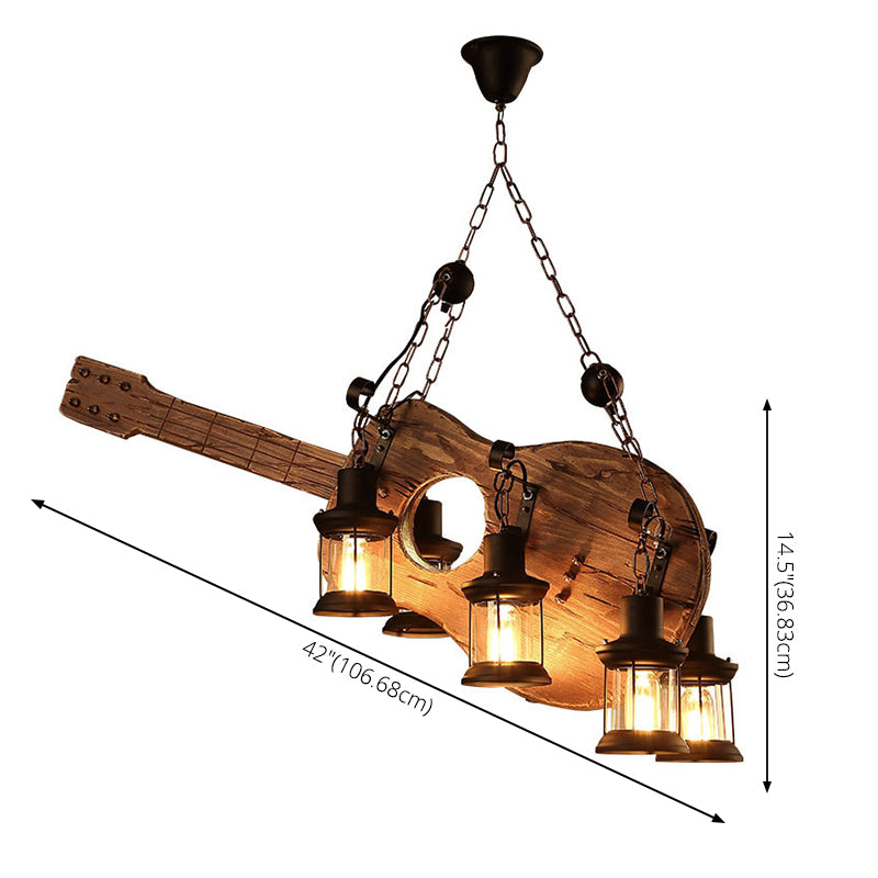 Retro Industrial Style Musical Instrument Chandelier Wood Pendant Ceiling Lights for Restaurant