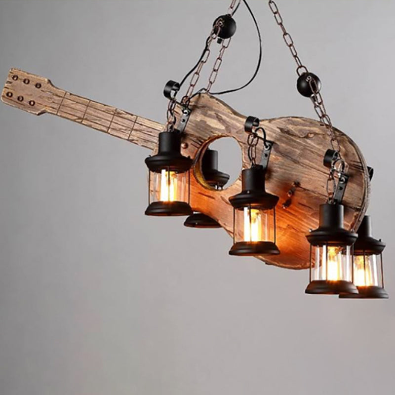 Retro Industrial Style Musical Instrument Chandelier Wood Pendant Ceiling Lights for Restaurant