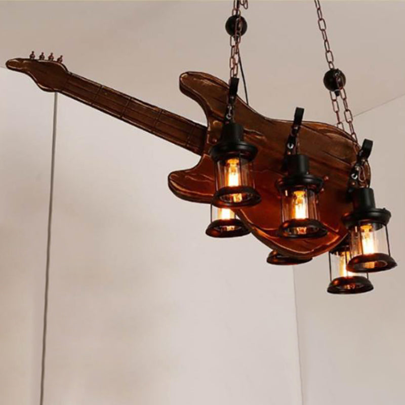 Retro Industrial Style Musical Instrument Chandelier Wood Pendant Ceiling Lights for Restaurant