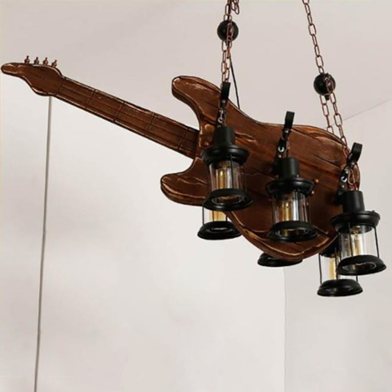 Retro Industrial Style Musical Instrument Chandelier Wood Pendant Ceiling Lights for Restaurant