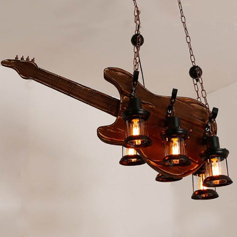 Retro Industrial Style Musical Instrument Chandelier Wood Pendant Ceiling Lights for Restaurant