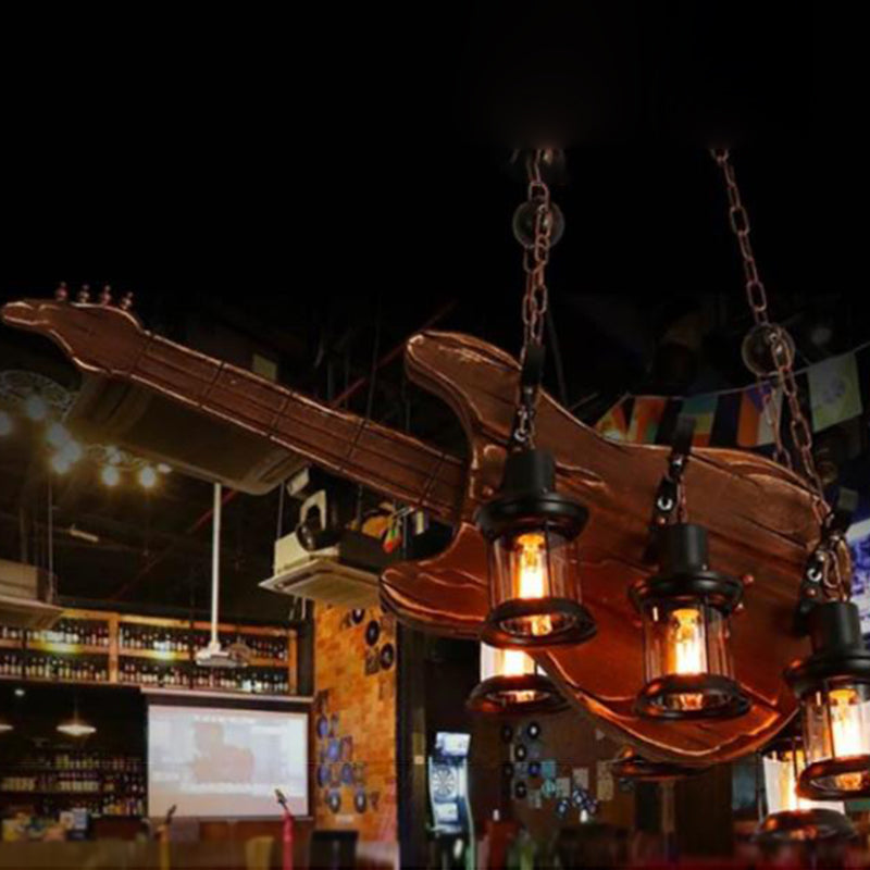 Retro Industrial Style Musical Instrument Chandelier Wood Pendant Ceiling Lights for Restaurant