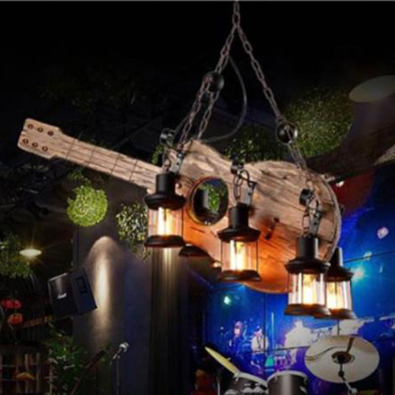 Retro Industrial Style Musical Instrument Chandelier Wood Pendant Ceiling Lights for Restaurant