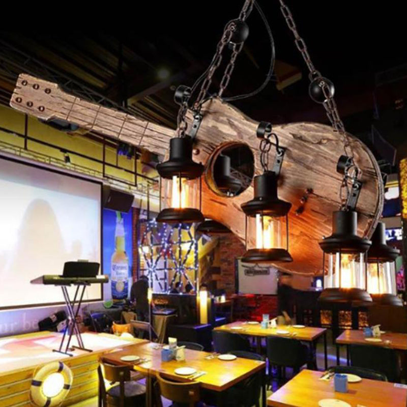 Retro Industrial Style Musical Instrument Chandelier Wood Pendant Ceiling Lights for Restaurant