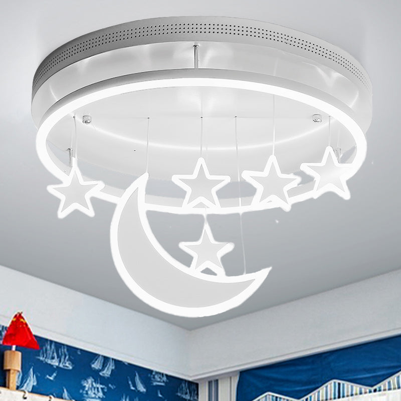 Acrilico Round Flush Montaggio Lampada Moderno 16,5 "/20.5" Dia LED Blu / Rosa / Bianco Soffitto Luce Fissaggio con Star Deco, Warm / White Light