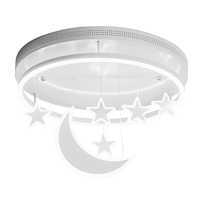 Acrylic Round Flush Mount Lamp Modern 16.5"/20.5" Dia LED Blue/Pink/White Ceiling Light Fixture with Star Deco, Warm/White Light