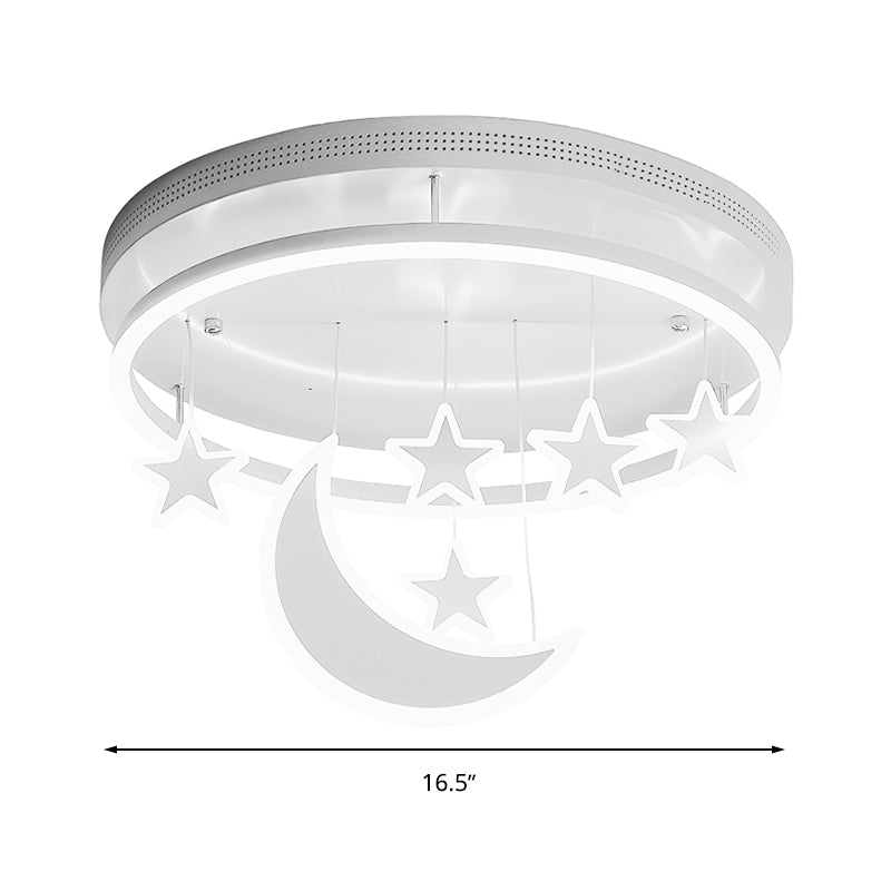 Acrylic Round Flush Mount Lamp Modern 16.5"/20.5" Dia LED Blue/Pink/White Ceiling Light Fixture with Star Deco, Warm/White Light