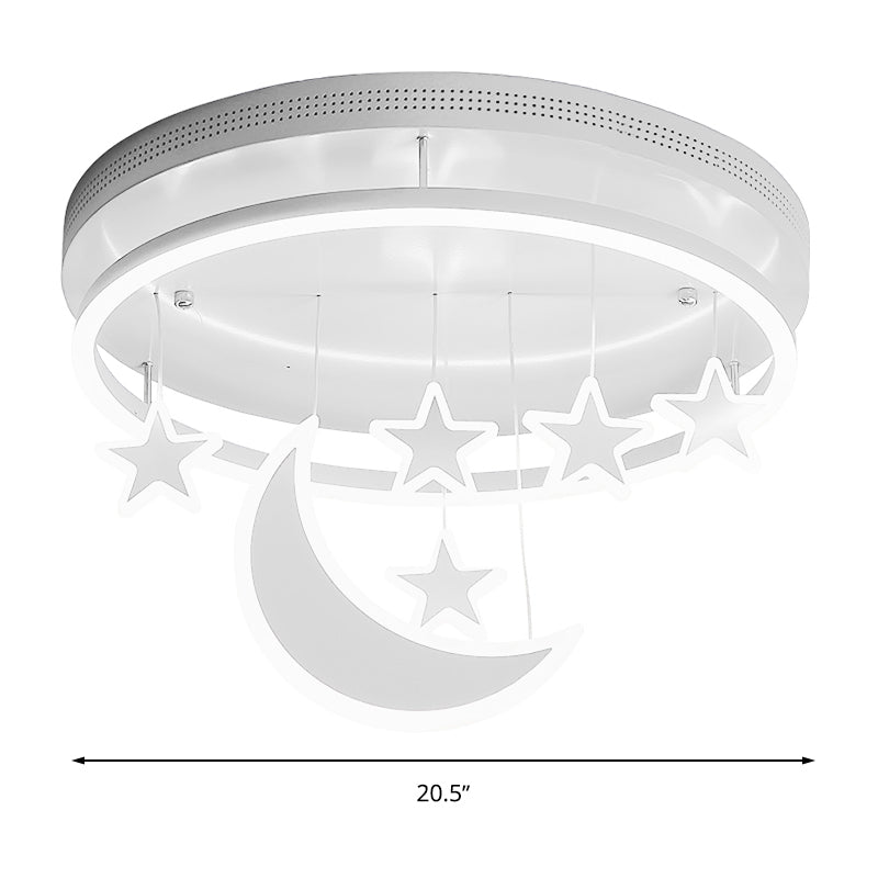 Acrylic Round Flush Mount Lamp Modern 16.5"/20.5" Dia LED Blue/Pink/White Ceiling Light Fixture with Star Deco, Warm/White Light