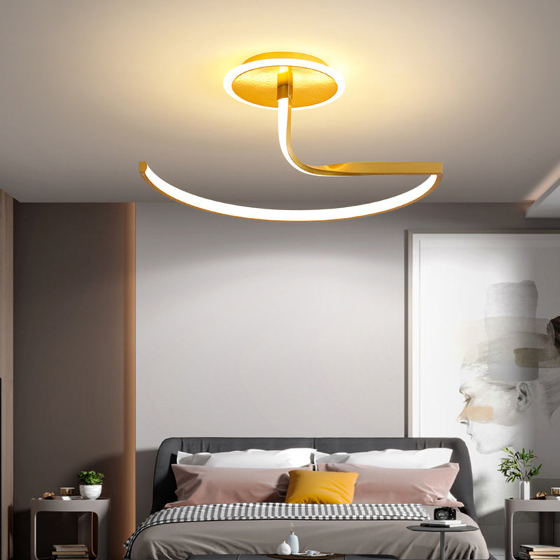 Linear Semi Flush Mount Light Modern Minimalist Metal LED Ceiling Flush Mount for Hallway