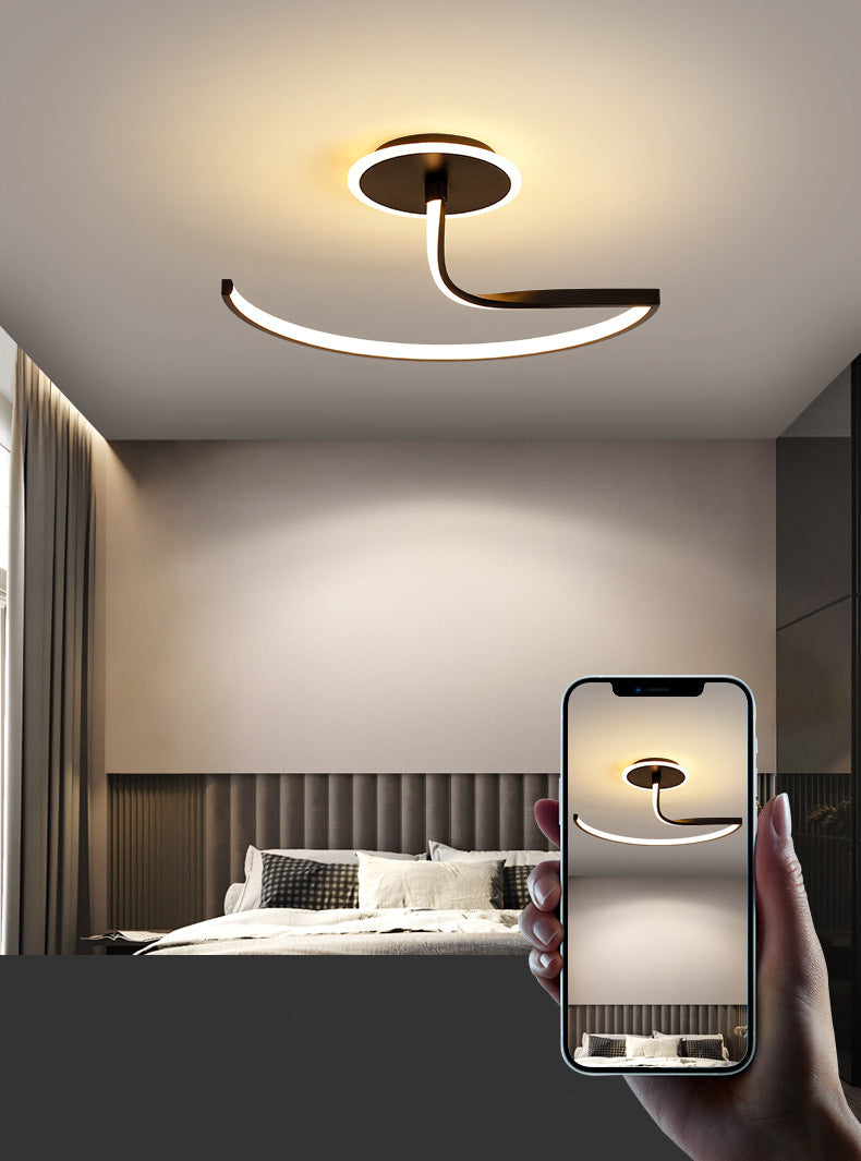 Linear Semi Flush Mount Light Modern Minimalist Metal LED Ceiling Flush Mount for Hallway