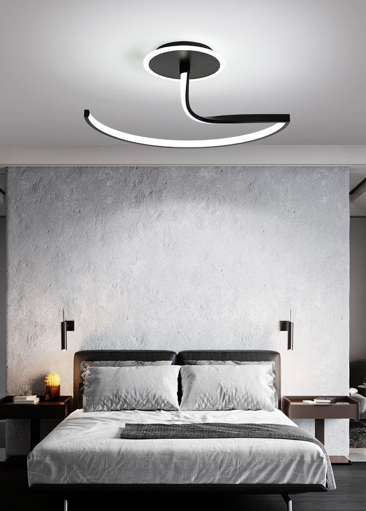 Linear Semi Flush Mount Light Modern Minimalist Metal LED Ceiling Flush Mount for Hallway