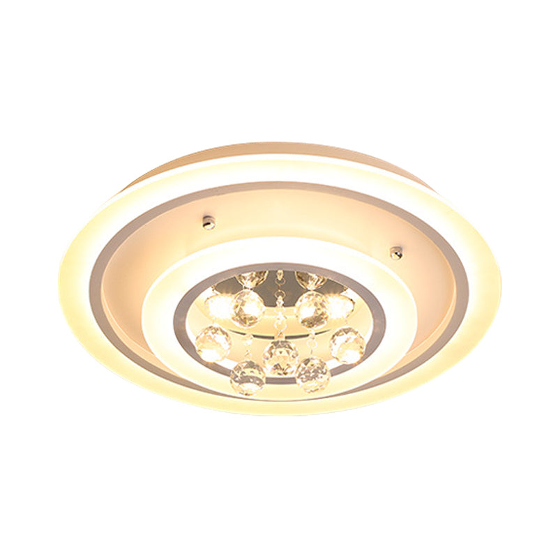 Luz redonda de montaje empotrado, moderna bola de cristal y luz de techo LED de acrílico blanco en luz blanca/control remoto, atenuación continua, 19,5"/23,5" de ancho