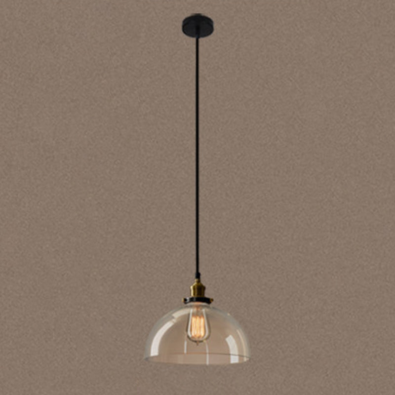 Transparent Glass Shade Hanging Light Retro Industrial Style Single Light Mini Lighting Pendant for Bedroom