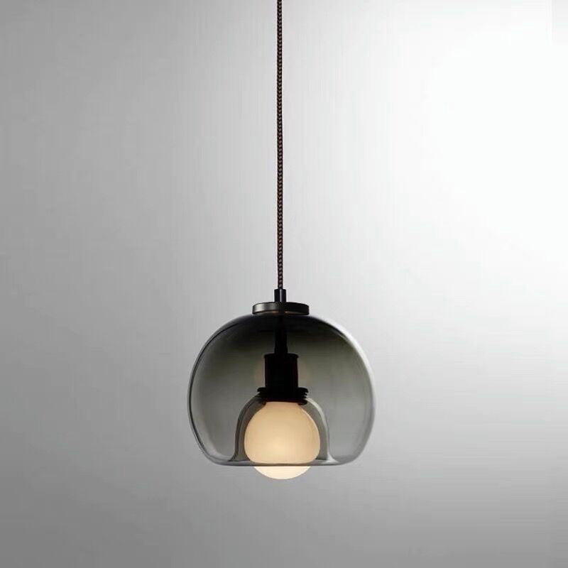 Minimalisme Glotte transparente Lumière suspendue à double nuance Éclairage d'éclairage de chevet avec 37,5 "Corde réglable