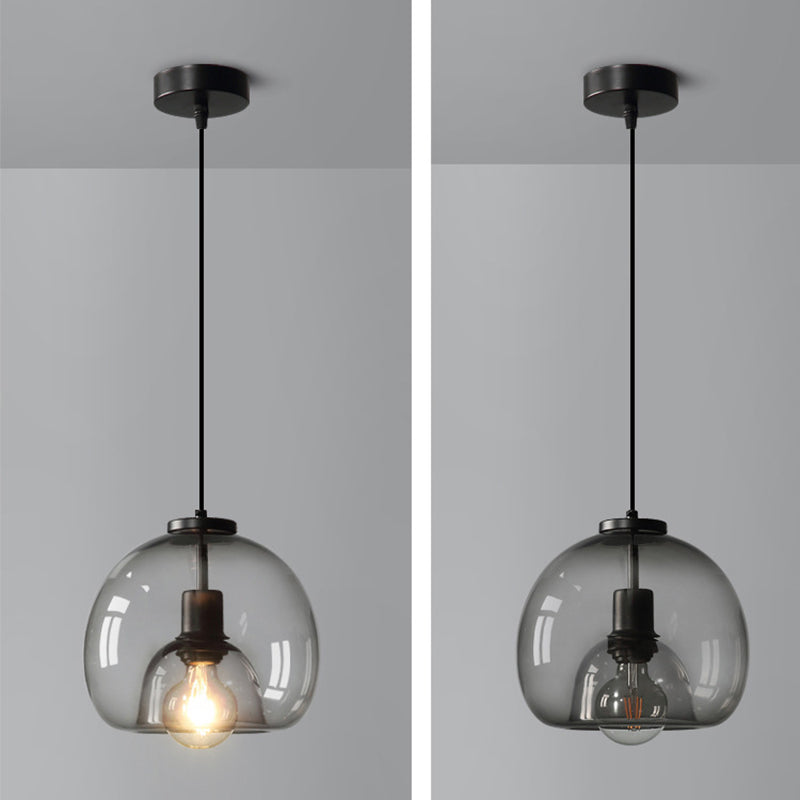 Minimalisme Glotte transparente Lumière suspendue à double nuance Éclairage d'éclairage de chevet avec 37,5 "Corde réglable