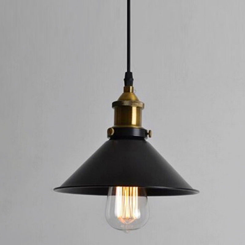 Vintage Industrial Style Mini Hanging Light Black Saucer Shade Metal Suspended Light for Bedroom Kitchen