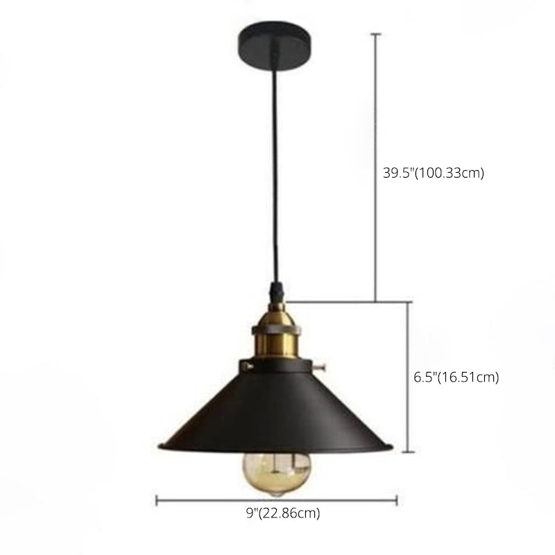 Mini de style industriel vintage Light Light Black Soucoucer Shade Metal Suspended Light pour la cuisine de la chambre