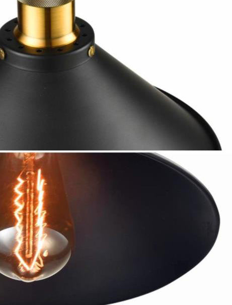 Mini de style industriel vintage Light Light Black Soucoucer Shade Metal Suspended Light pour la cuisine de la chambre