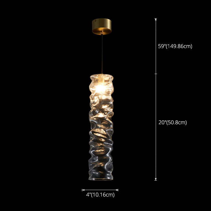 Diseño de vidrio arrugado Rayas largas Luz de láminas PLÁSETO DE LATRO MODERNO Luz colgante para dormitorio