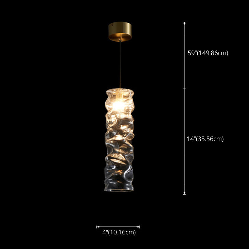 Diseño de vidrio arrugado Rayas largas Luz de láminas PLÁSETO DE LATRO MODERNO Luz colgante para dormitorio