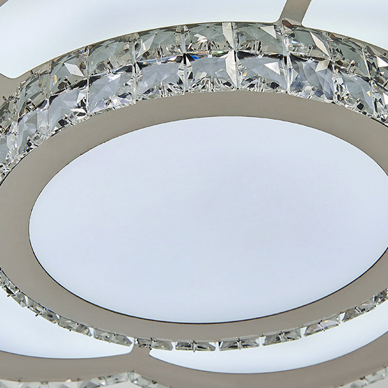 Bloemen Woonkamer Flush Mount Lamp Hedendaagse Kristal 10 "/18" /23.5 " Breed LED Wit Flush Light Fixture in Warm/Wit Licht