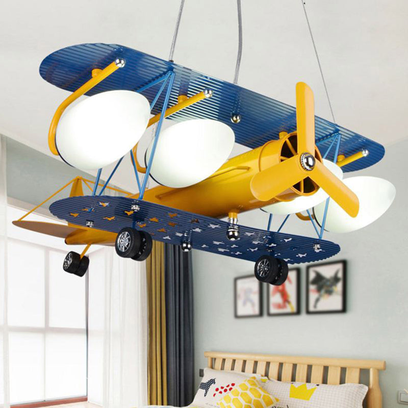 Propeller Airplane Shaped Hanging Light 5-Lights Cartoon Design Lighting Fixture for Children Room