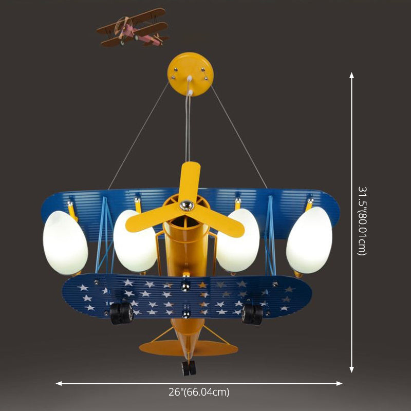 Propeller Airplane Shaped Hanging Light 5-Lights Cartoon Design Lighting Fixture for Children Room