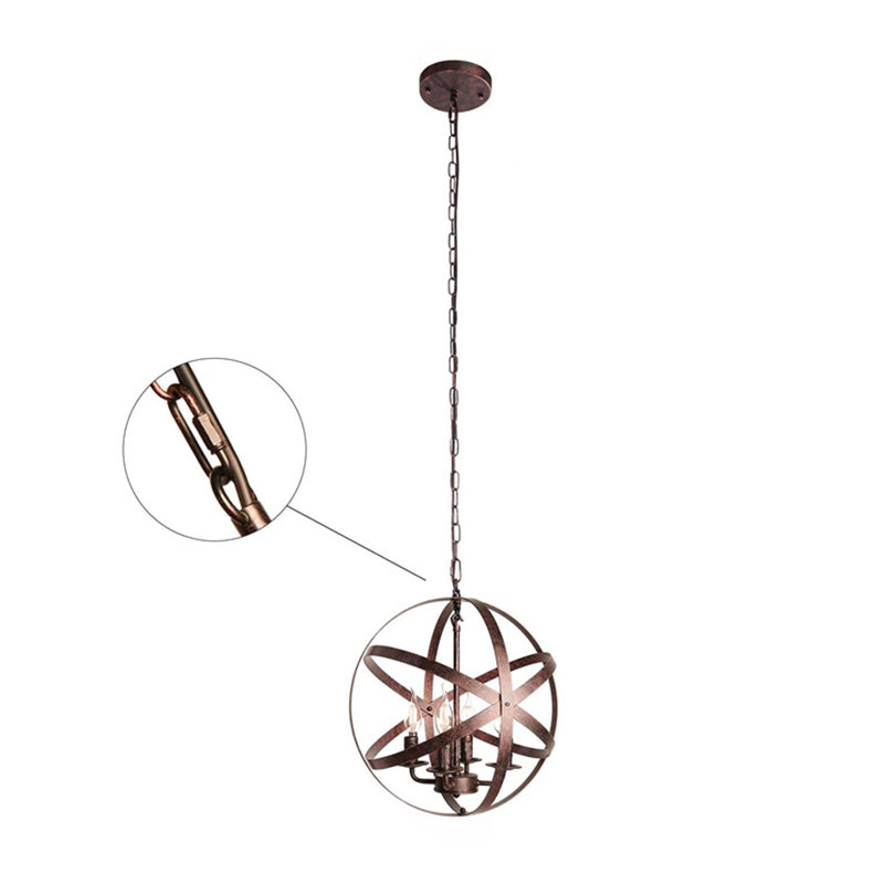 Globe Metal Cage Hanging Pendant Light Industrial Style Lighting Fixture for Cafe Shop Restaurants