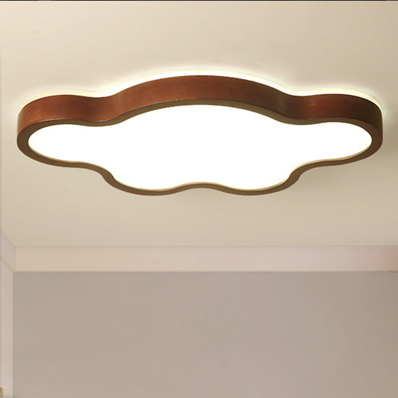 Dunkelbraune Cloud-Deckenleuchte, moderne 19,5"/25" breite LED-Acryl-Unterputzbeleuchtung in warmem/weißem/3-Farben-Licht