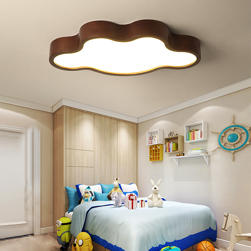 Dark Brown Cloud Ceiling Lamp Modern 19.5"/25" Width LED Acrylic Flush Mount Lighting in Warm/White/3 Color Light