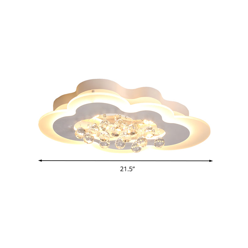 Facettierte Kristallwolken-Deckenleuchte, minimalistische weiße LED-Einbauleuchte in warmem/weißem Licht, 21,5"/25,5" breit