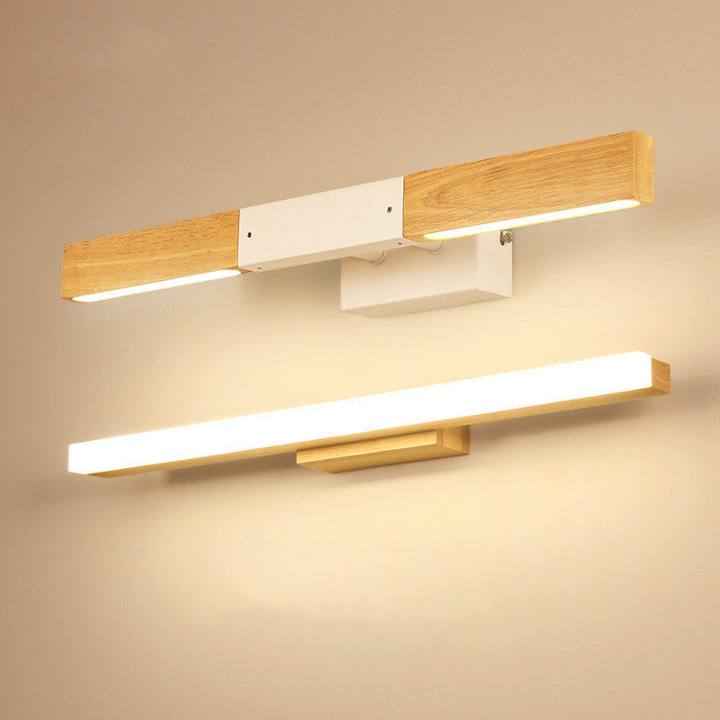 Nordic Simple Wooden Wall Vanity Light Water and Fog Resistant Vanity Light Fixture